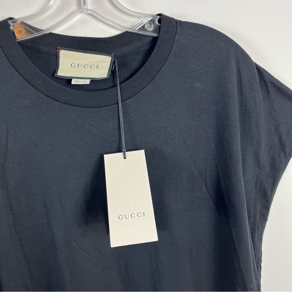 Gucci Oversized Embellished Sequin Detail T-Shirt Size Medium NWT Black Gold - Picture 5 of 12